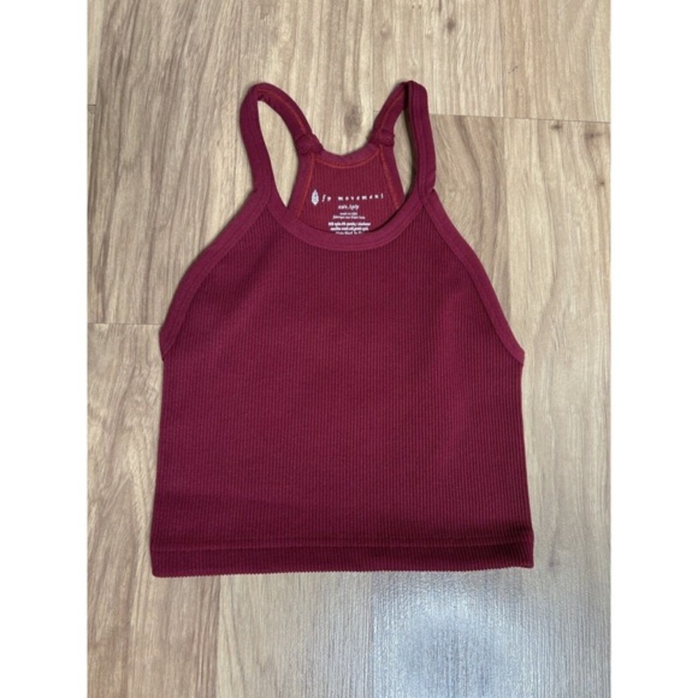 Free People Ribbed Tank Top in Burgundy